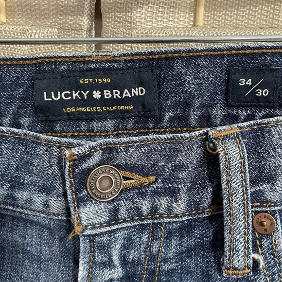 LUCKY BRAND 121 Slim Straight Jeans Men’s 34X30 Medium Wash Faded Denim - Picture 8 of 12